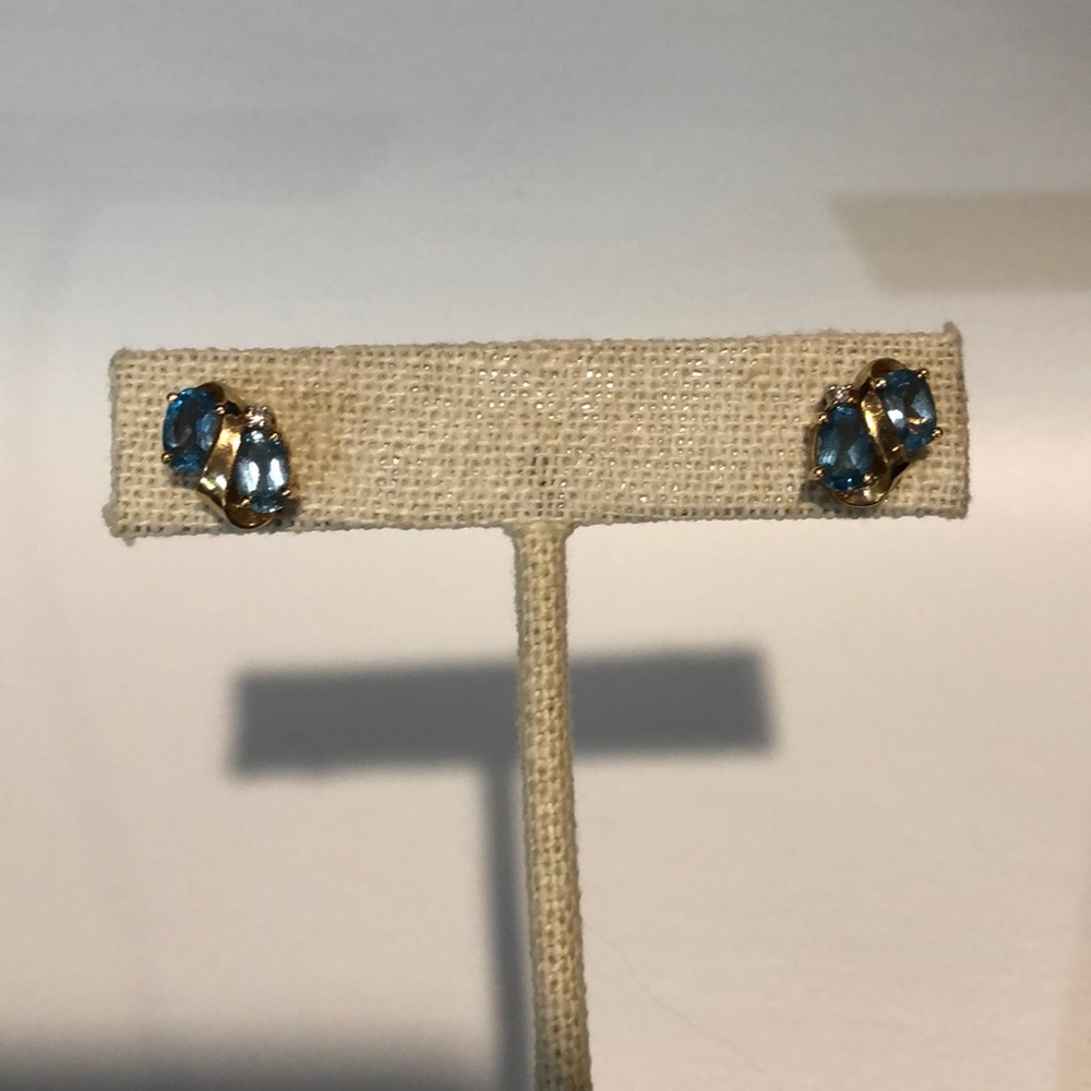 Aquamarine/diamond gold earrings